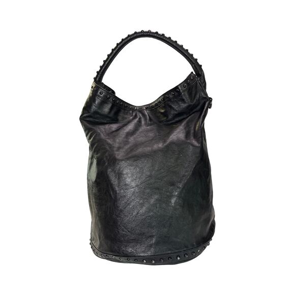 Marc by Marc Jacobs Black Leather Studded Hobo Shoulder Bag Tote - Picture 4 of 16